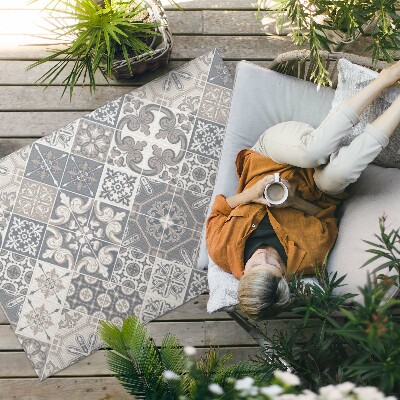 Tapis vinyle d’extérieur Mosaïque à motifs floraux catalans