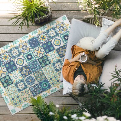 Tapis vinyle d’extérieur Carreaux de mosaïque à motifs espagnols