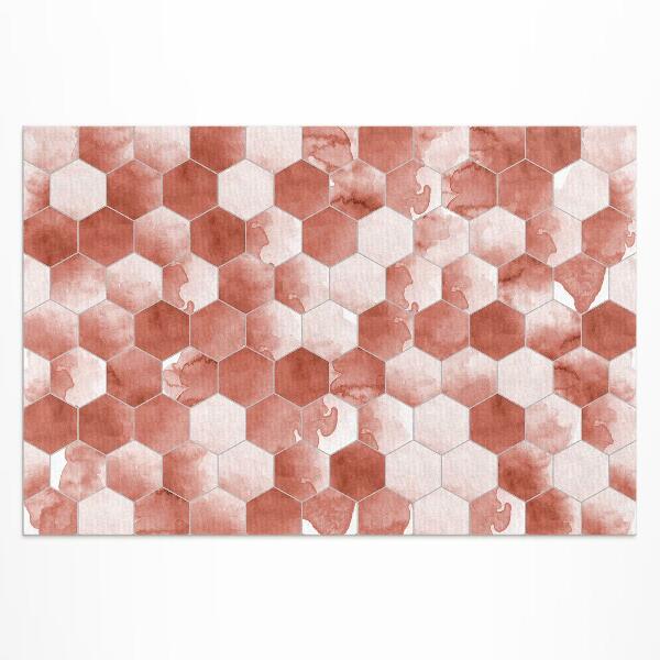 Tapis vinyle d’extérieur Mosaïque élégante d'hexagones à l'aquarelle