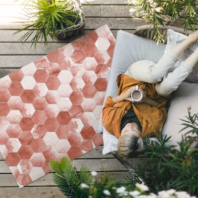 Tapis vinyle d’extérieur Mosaïque élégante d'hexagones à l'aquarelle