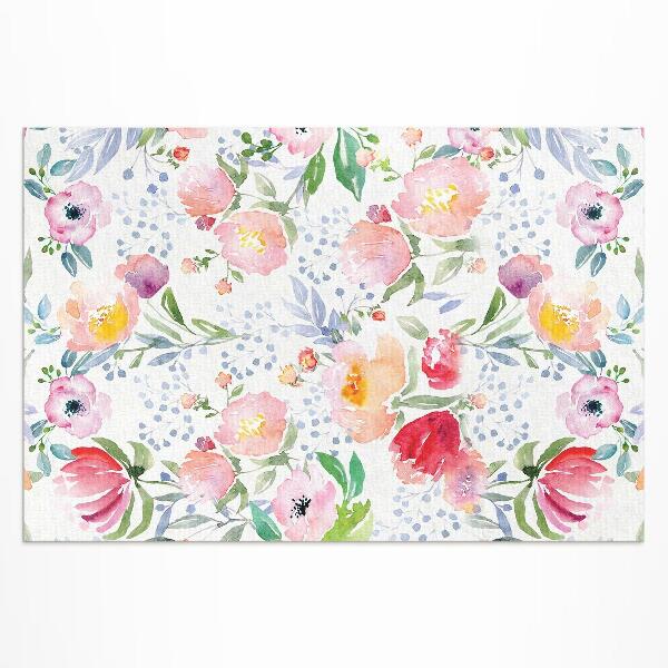 Tapis vinyle d’extérieur Aquarelle fleurs plantes délicates