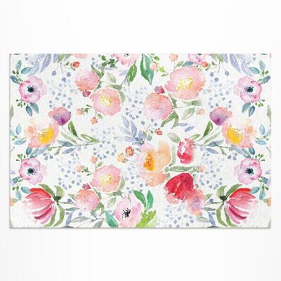 Tapis vinyle d’extérieur Aquarelle fleurs plantes délicates