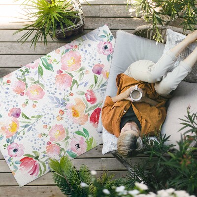 Tapis vinyle d’extérieur Aquarelle fleurs plantes délicates