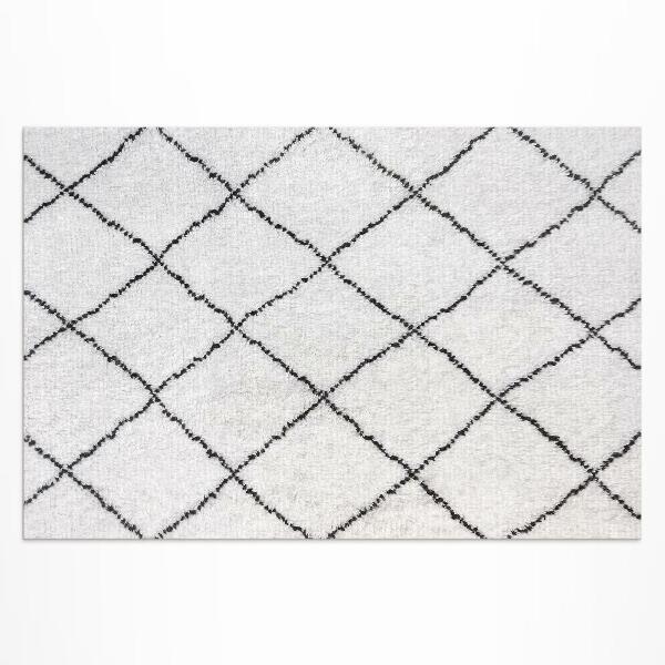 Tapis vinyle d’extérieur Peluche imitation motif lignes noires