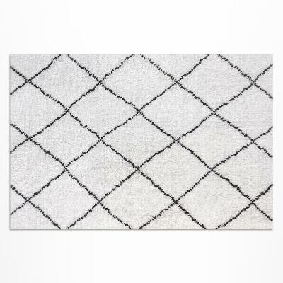 Tapis vinyle d’extérieur Peluche imitation motif lignes noires