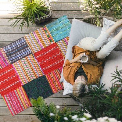 Tapis vinyle d’extérieur Tissages à motifs patchwork turcs