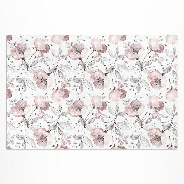 Tapis vinyle d’extérieur Belles fleurs et plantes peintes à l'aquarelle