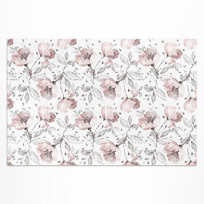 Tapis vinyle d’extérieur Belles fleurs et plantes peintes à l'aquarelle