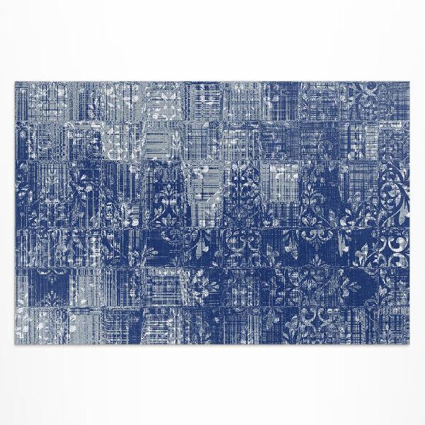 Tapis vinyle d’extérieur Carreaux imitation tissu chaotique