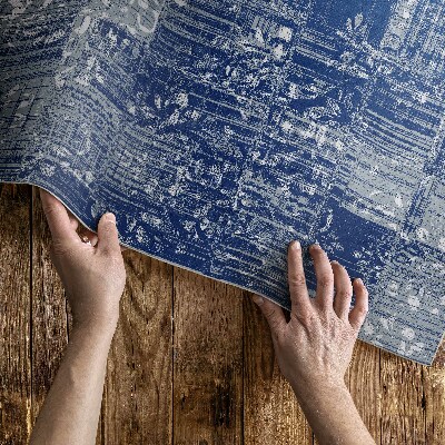 Tapis vinyle d’extérieur Carreaux imitation tissu chaotique