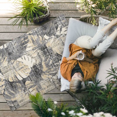 Tapis vinyle d’extérieur Motif de feuille de Monstera avec texture usée