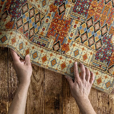 Tapis vinyle d’extérieur Patchwork géométrique bohème vintage