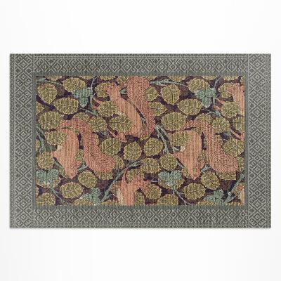 Tapis vinyle d’extérieur Illustration d'écureuils et de feuilles de noyer
