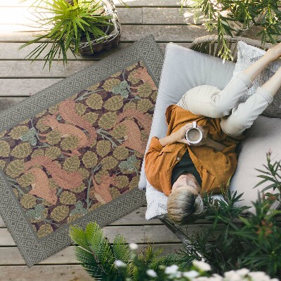 Tapis vinyle d’extérieur Illustration d'écureuils et de feuilles de noyer