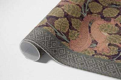 Tapis vinyle d’extérieur Illustration d'écureuils et de feuilles de noyer