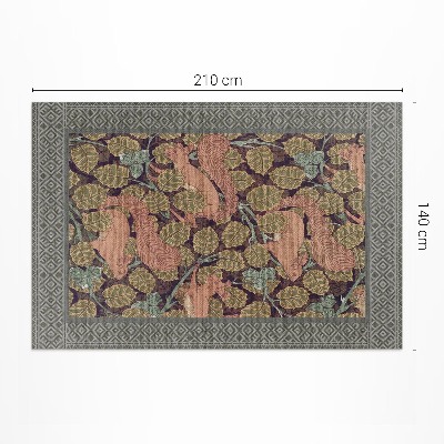 Tapis vinyle d’extérieur Illustration d'écureuils et de feuilles de noyer