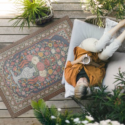 Tapis vinyle d’extérieur Bouquet de fleurs vintage, imitation tissu