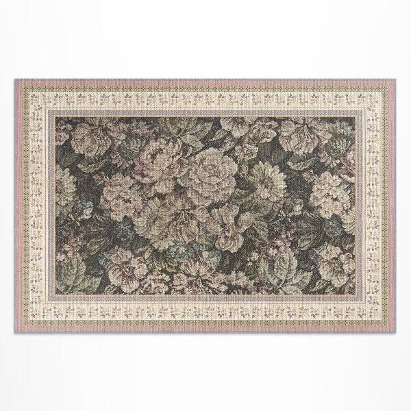 Tapis vinyle d’extérieur Fleurs à l'ancienne, tissu imitation