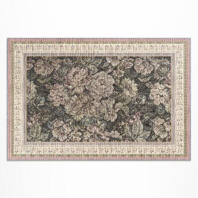 Tapis vinyle d’extérieur Fleurs à l'ancienne, tissu imitation