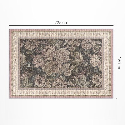 Tapis vinyle d’extérieur Fleurs à l'ancienne, tissu imitation