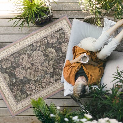 Tapis vinyle d’extérieur Fleurs à l'ancienne, tissu imitation