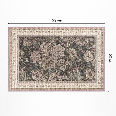 Tapis vinyle d’extérieur Fleurs à l'ancienne, tissu imitation