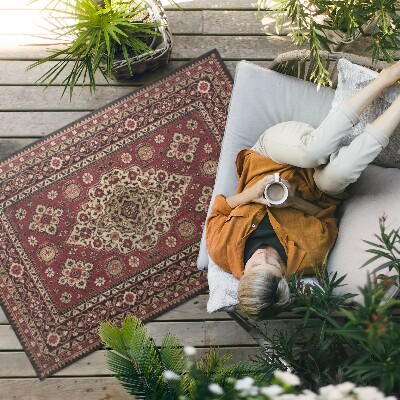 Tapis vinyle d’extérieur Rouge géométrique vintage