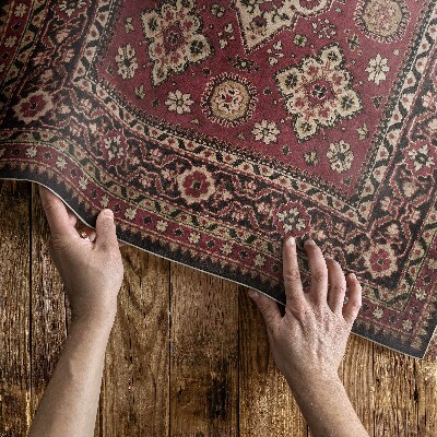 Tapis vinyle d’extérieur Rouge géométrique vintage