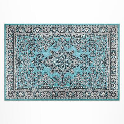 Tapis vinyle d’extérieur Motif décoratif bleu avec un motif végétal