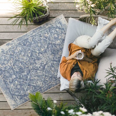 Tapis vinyle d’extérieur Ornement élégant à motif vintage usé