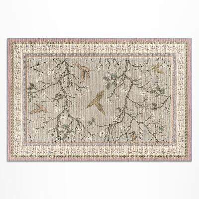 Tapis vinyle d’extérieur Fond floral délicat avec des oiseaux