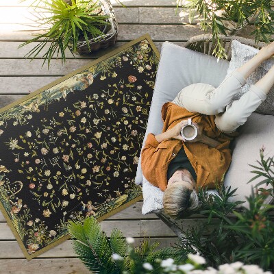 Tapis vinyle d’extérieur Flore dispersée petites fleurs vintage