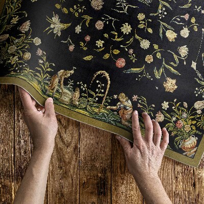 Tapis vinyle d’extérieur Flore dispersée petites fleurs vintage