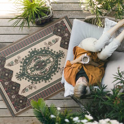 Tapis vinyle d’extérieur Vert géométrique coloré