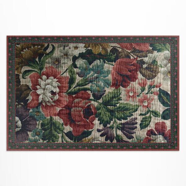 Tapis vinyle d’extérieur Motif floral vintage délicat
