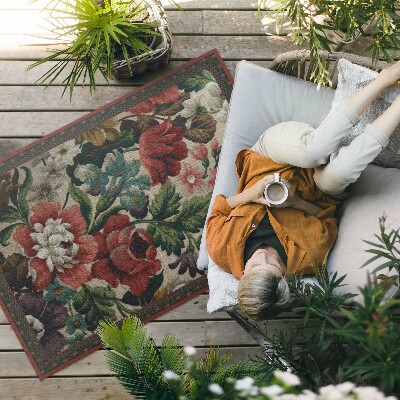 Tapis vinyle d’extérieur Motif floral vintage délicat