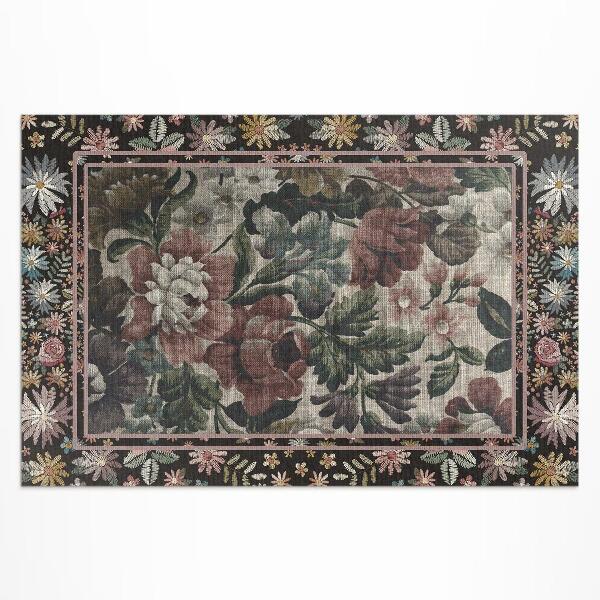 Tapis vinyle d’extérieur Fleurs sauvages aux couleurs pâles vintage