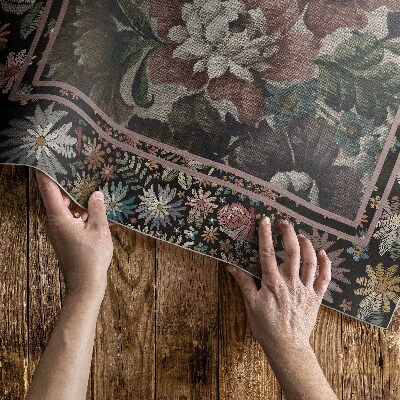 Tapis vinyle d’extérieur Fleurs sauvages aux couleurs pâles vintage