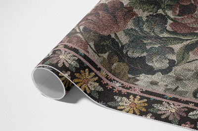 Tapis vinyle d’extérieur Fleurs sauvages aux couleurs pâles vintage