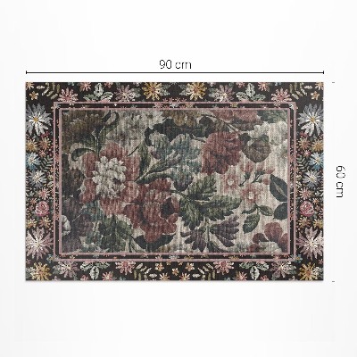 Tapis vinyle d’extérieur Fleurs sauvages aux couleurs pâles vintage