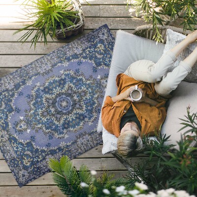 Tapis vinyle d’extérieur Bleu traditionnel du Moyen-Orient