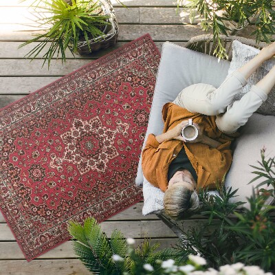 Tapis vinyle d’extérieur Motif persan rouge à fleurs anciennes