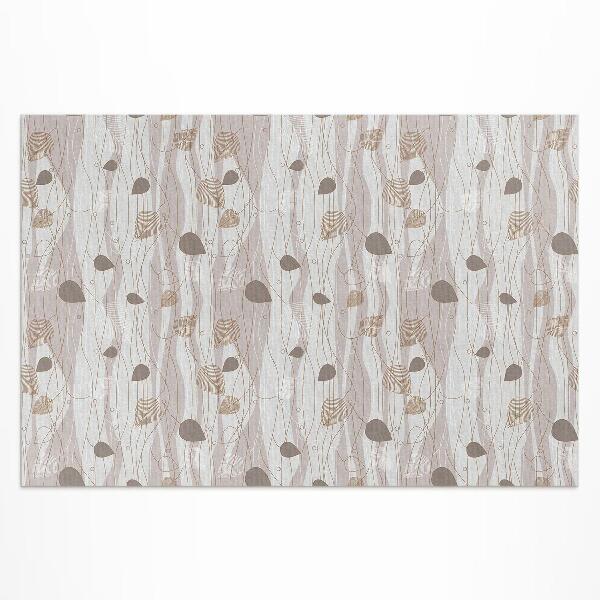 Tapis vinyle d’extérieur Illustration de feuilles bohèmes sur fond de vagues