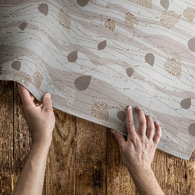 Tapis vinyle d’extérieur Illustration de feuilles bohèmes sur fond de vagues