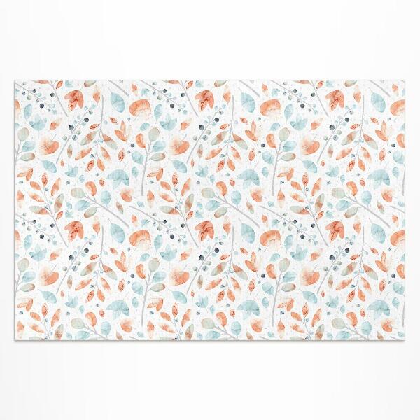 Tapis vinyle d’extérieur Aquarelle de brindilles et de feuilles bohèmes