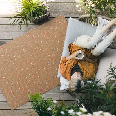 Tapis vinyle d’extérieur Petites fleurs sauvages, style bohème vintage