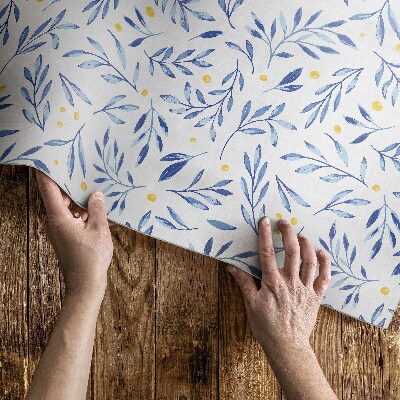 Tapis vinyle d’extérieur Aquarelle brindilles feuilles points bohème