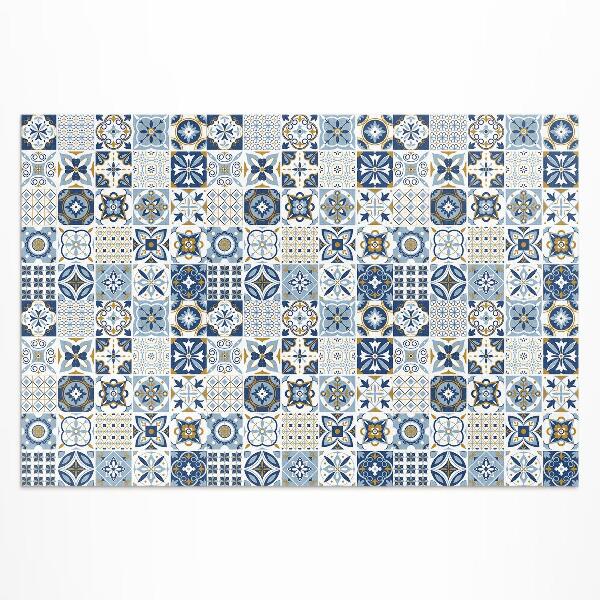Tapis vinyle d’extérieur Carreaux décoratifs bleus en mosaïque grecque