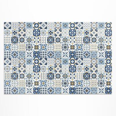 Tapis vinyle d’extérieur Carreaux décoratifs bleus en mosaïque grecque
