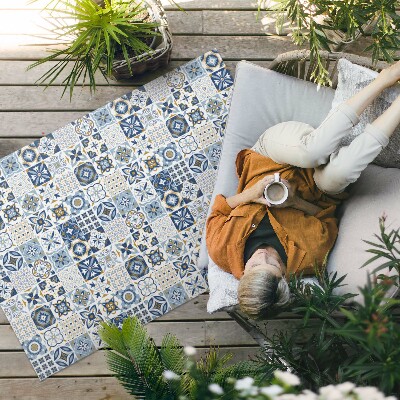 Tapis vinyle d’extérieur Carreaux décoratifs bleus en mosaïque grecque